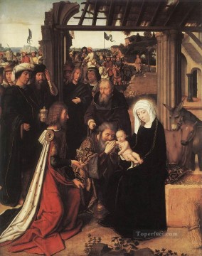 Adoración de los Reyes Magos 1500 Gerard David Pinturas al óleo